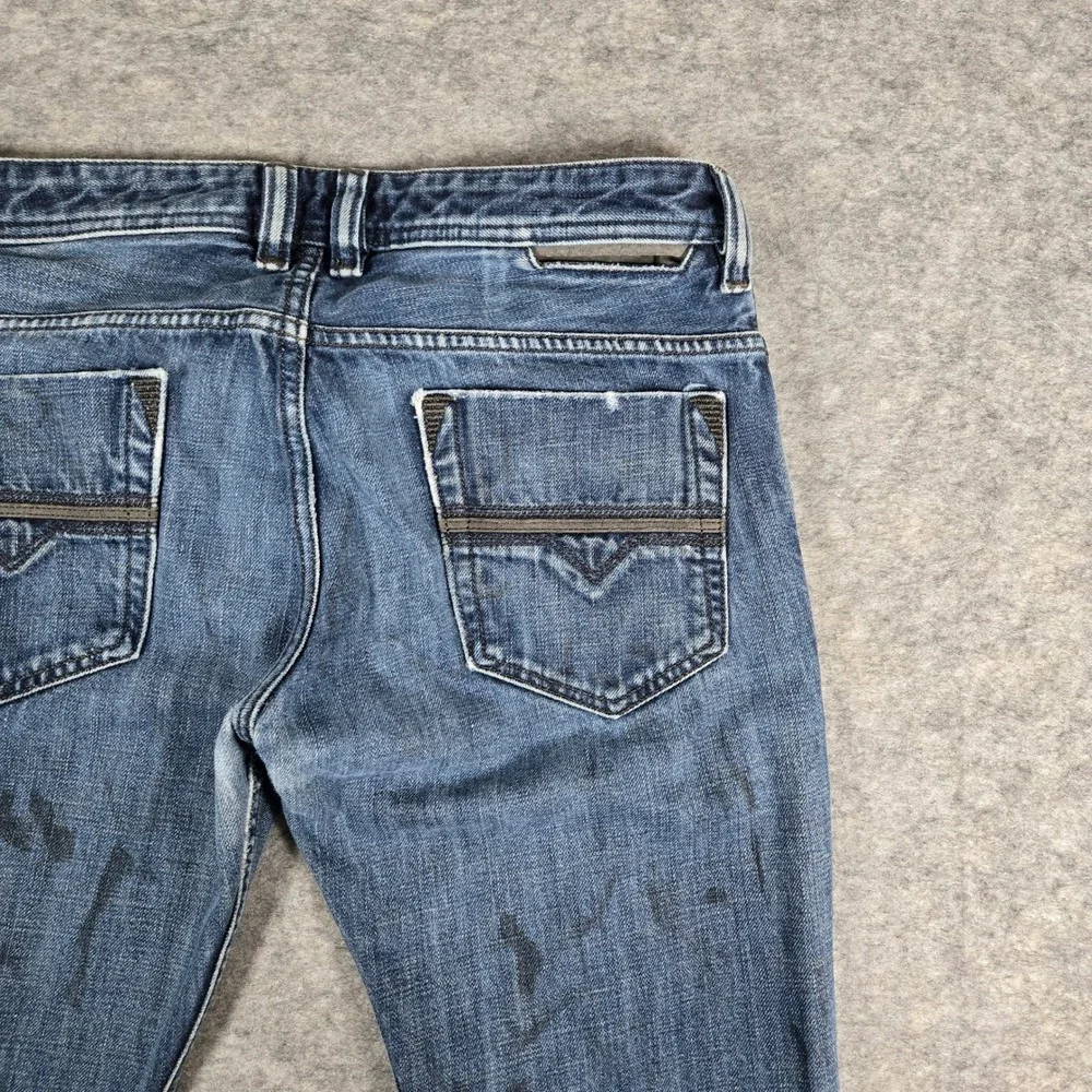 Diesel Safado Jeans Mens 32x32 Blue Good Distressed Oil Splatter Wash